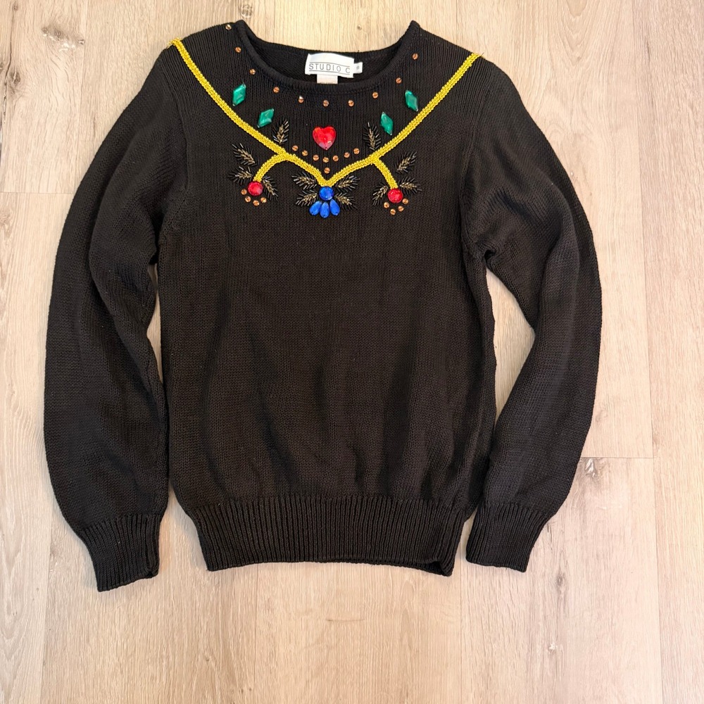 Vintage Studio C black sweater Size Large